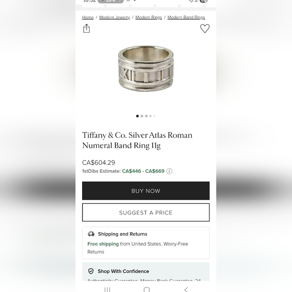 Tiffany and co sterling silver atlas Roman numeral ring - Picture 6 of 6